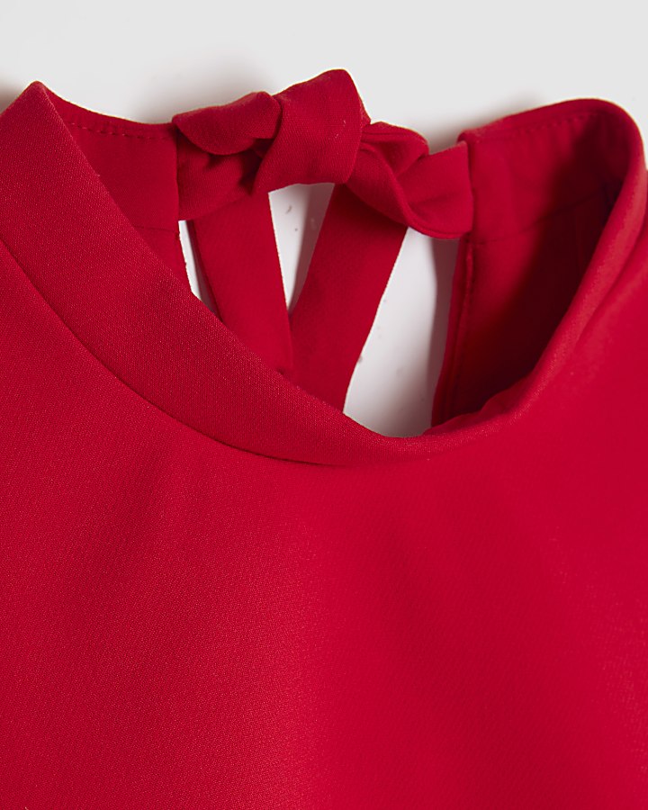 Red Back Bow Fitted Top