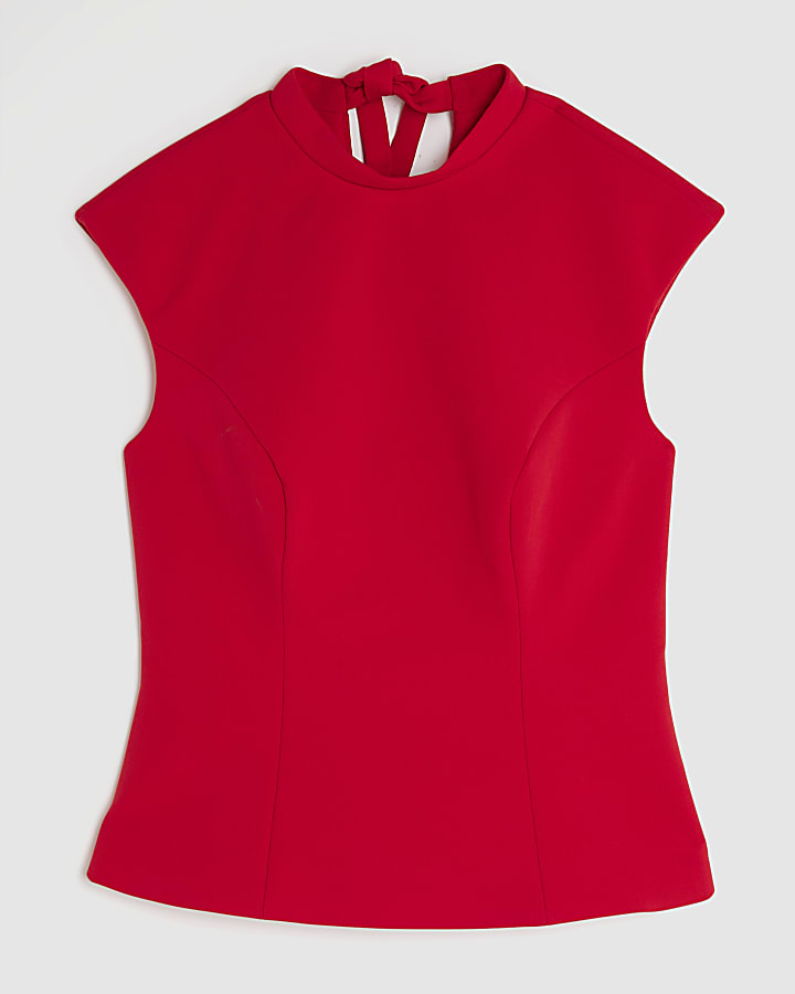 Red Back Bow Fitted Top