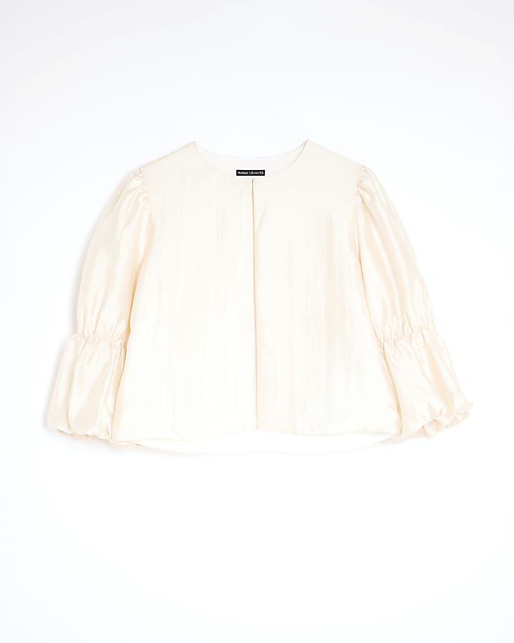 White Puff Sleeve Shacket Top