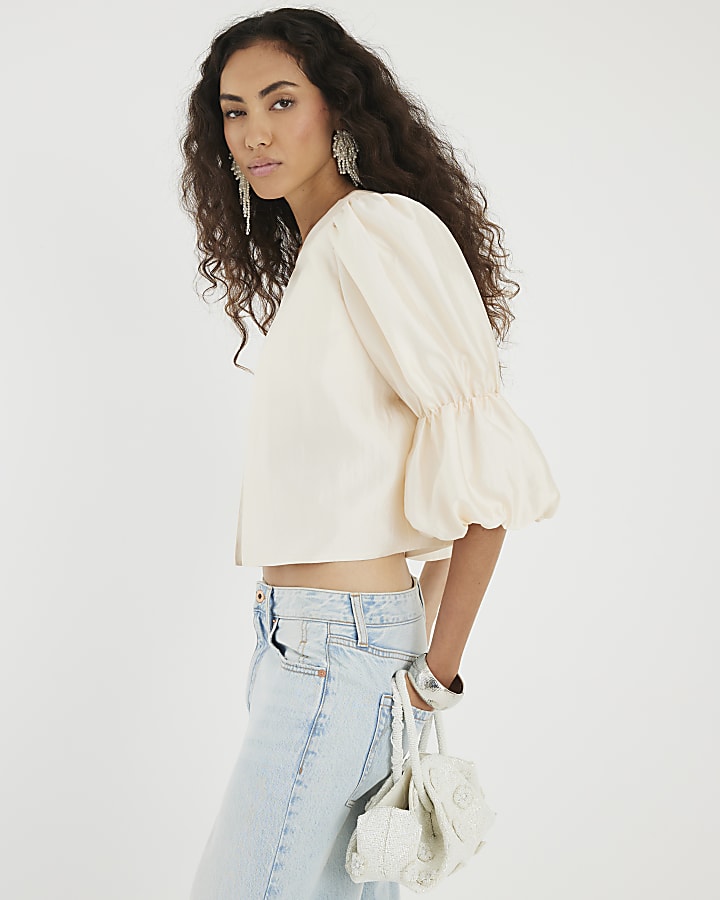 White Puff Sleeve Shacket Top