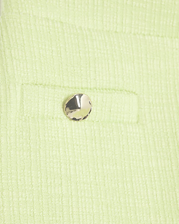Petite Green Boucle Button Detail Shorts