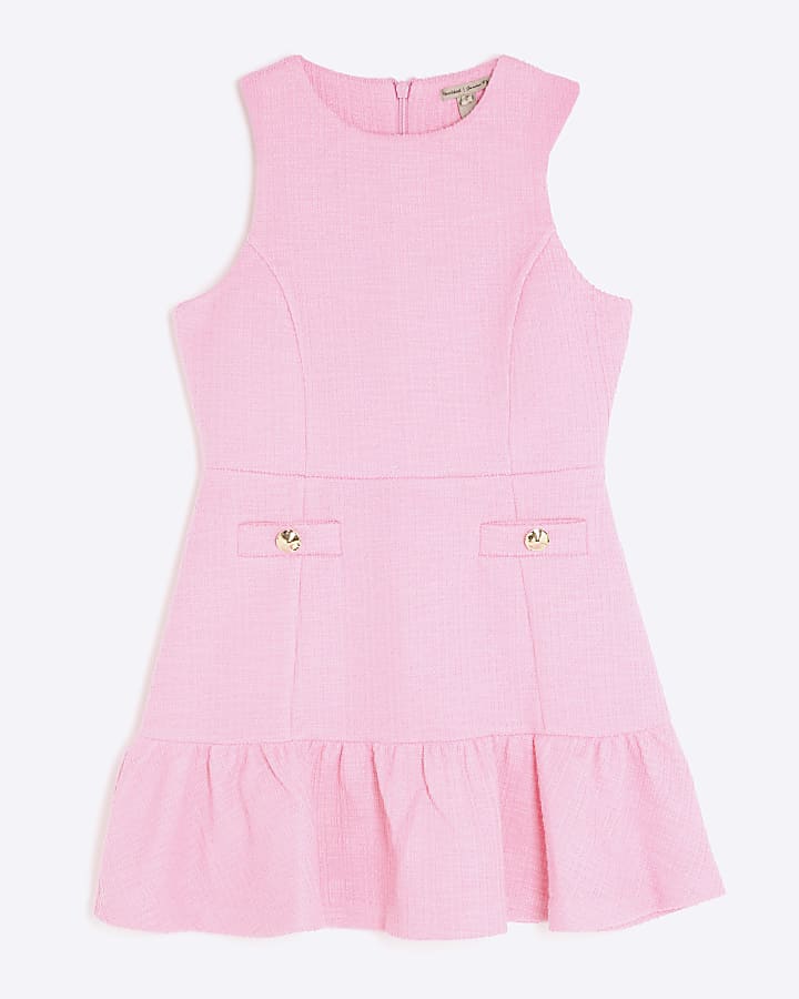 Petite Pink Boucle Sleeveless Mini Dress