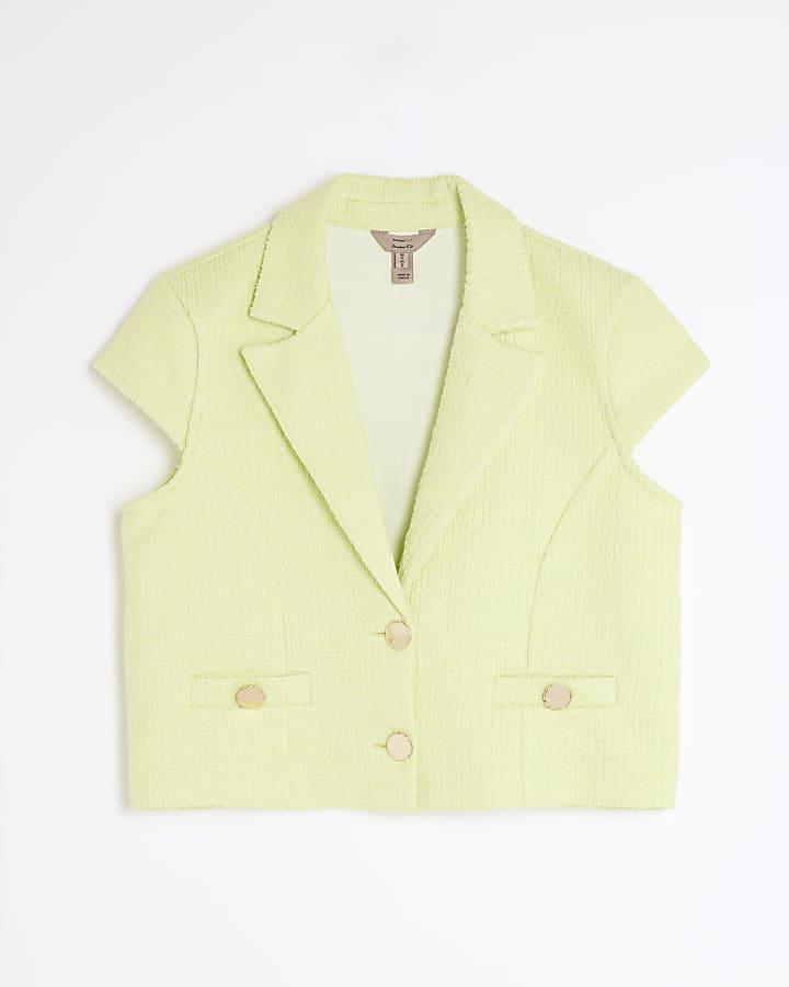 Petite Green Boucle Short Sleeve Jacket