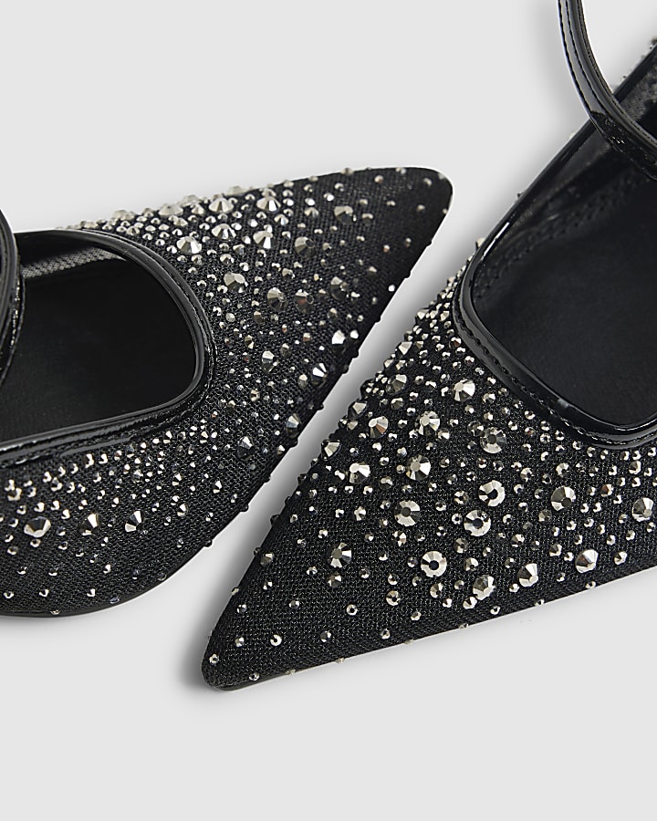 Black Heatseal Court Heels