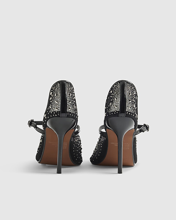 Black Heatseal Court Heels