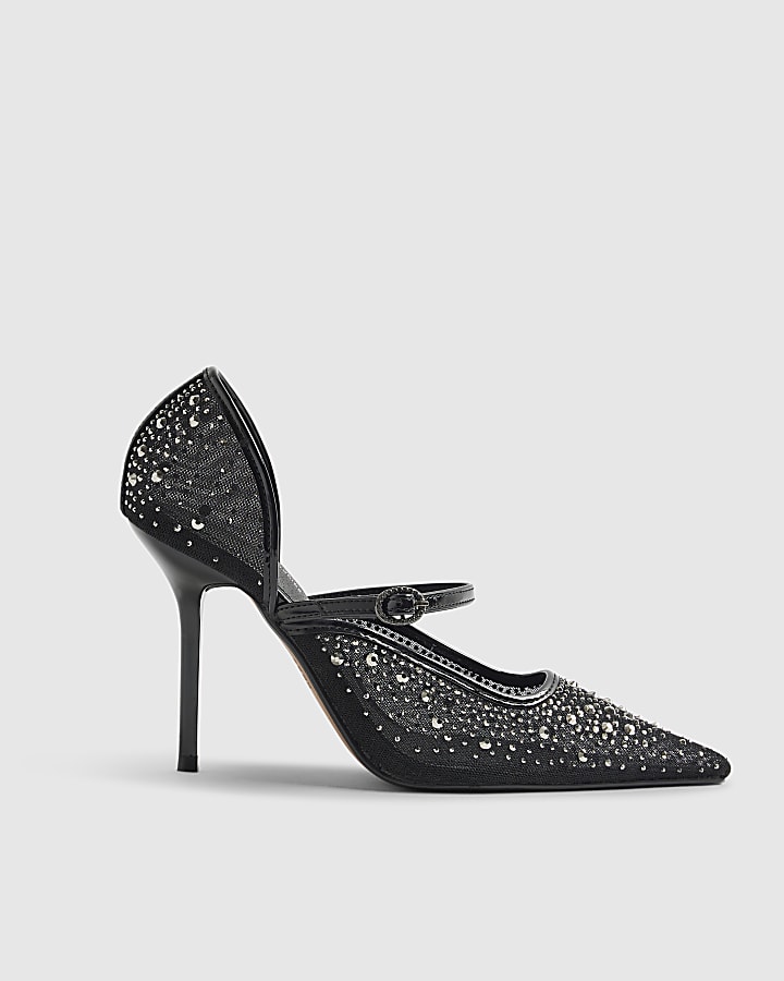 Black Heatseal Court Heels