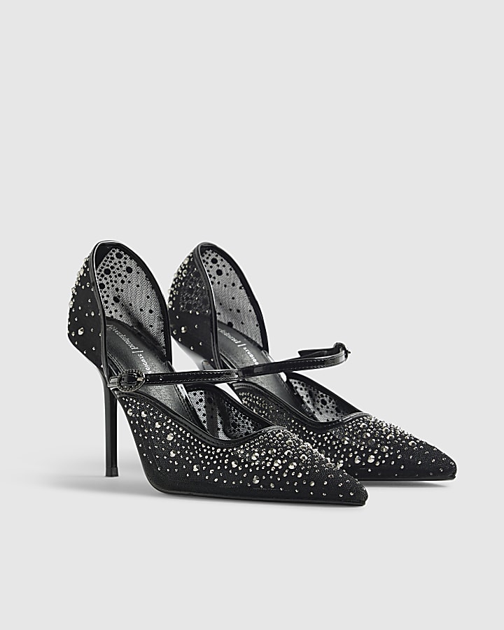 Black Heatseal Court Heels