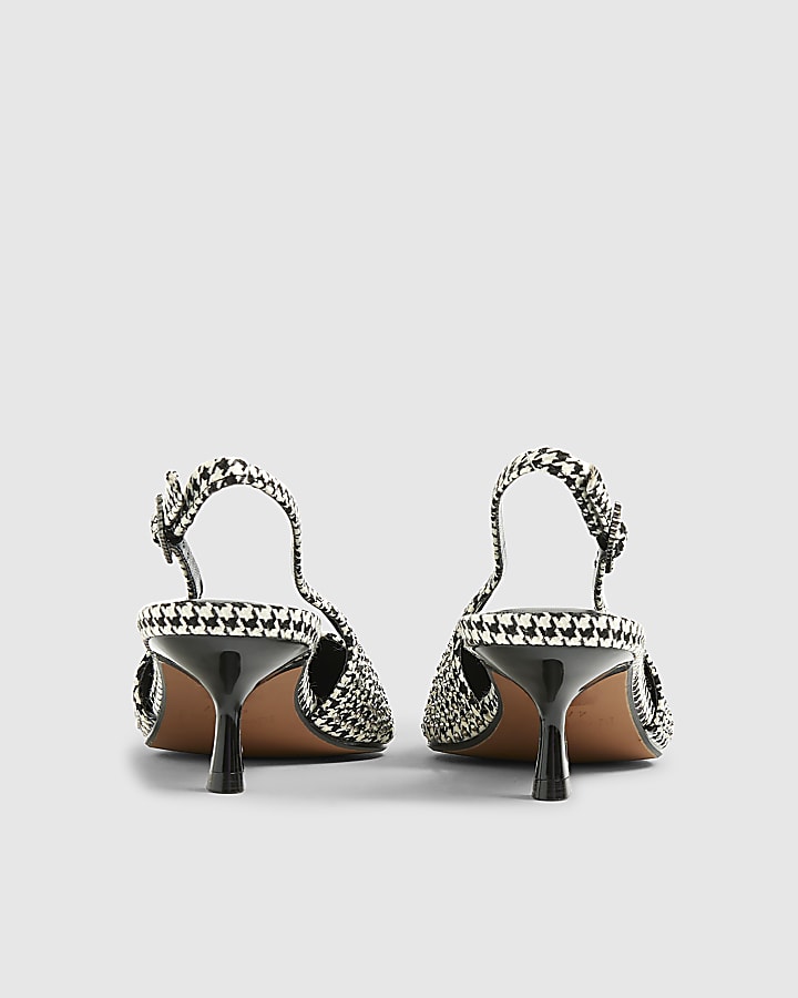 Black Dogtooth diamante Slingback Court heels