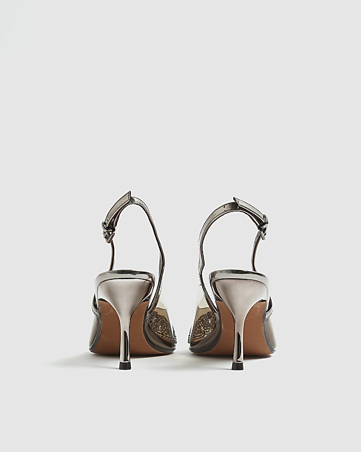 Grey Perspex Pointed Court Heels
