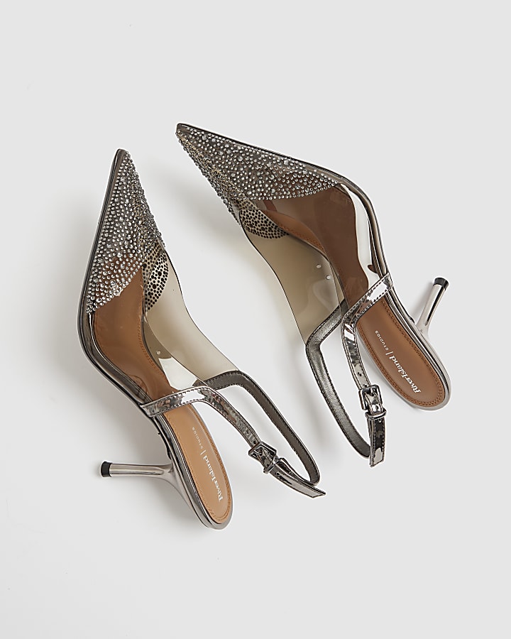 Grey Perspex Pointed Court Heels