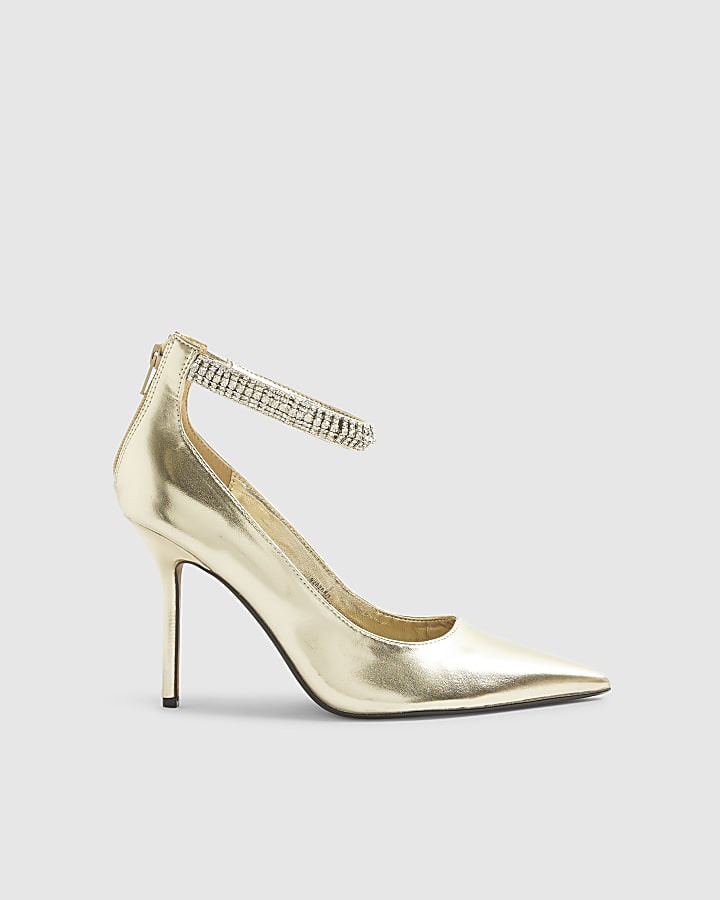 Gold Ankle Cuff Embellished Court heels