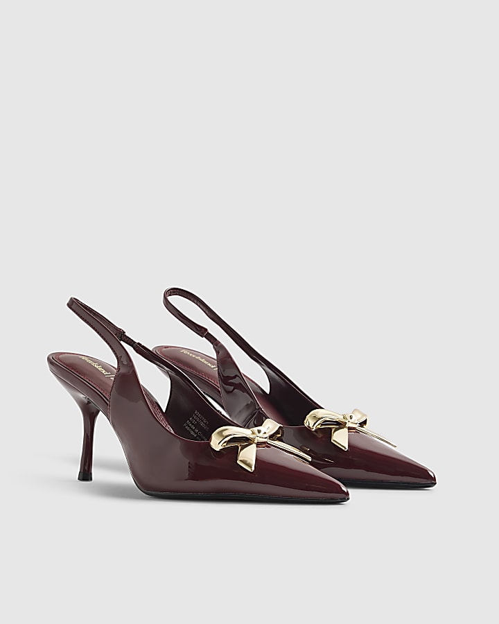 Red Metal Bow Court Heels