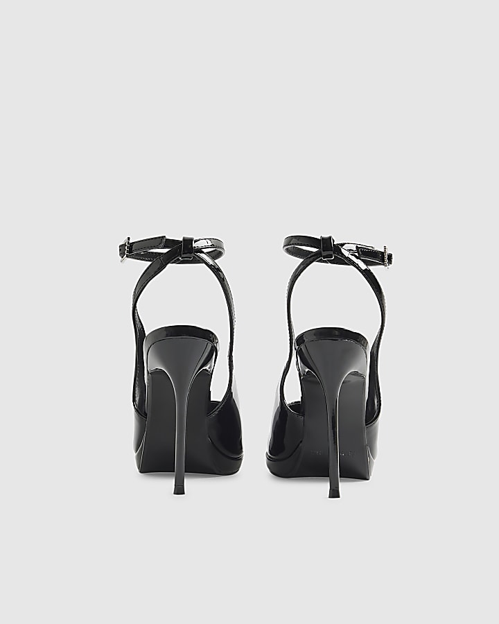 Black Ankle Strap Platform Heels