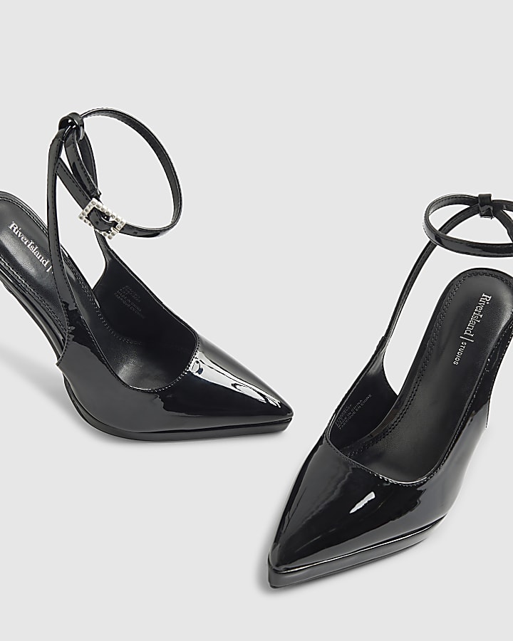 Black Ankle Strap Platform Heels