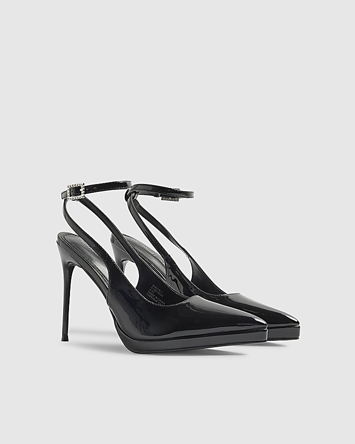 Black Ankle Strap Platform Heels