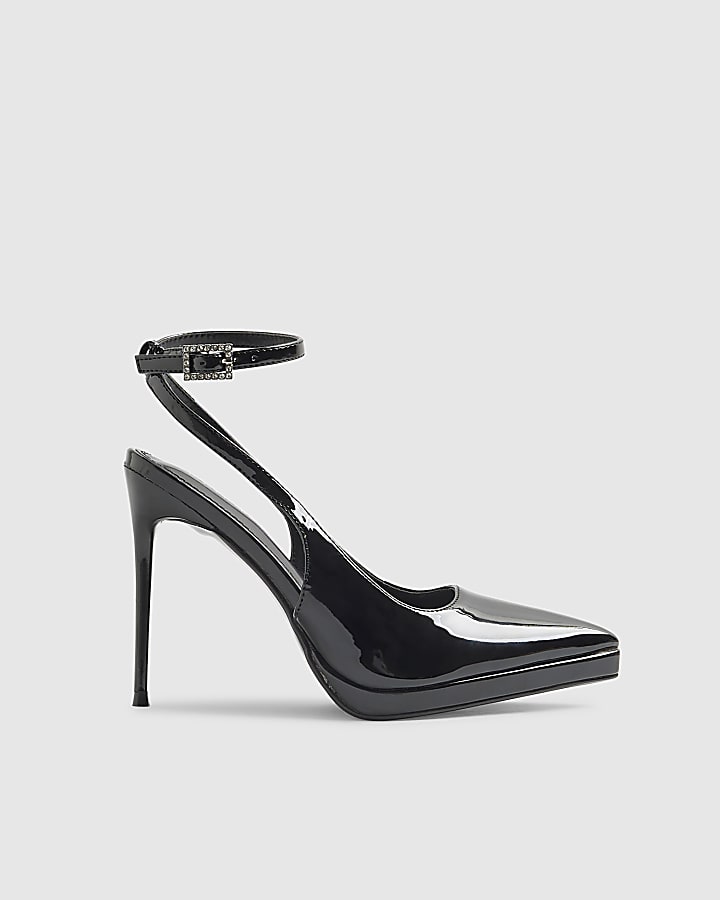 Black Ankle Strap Platform Heels
