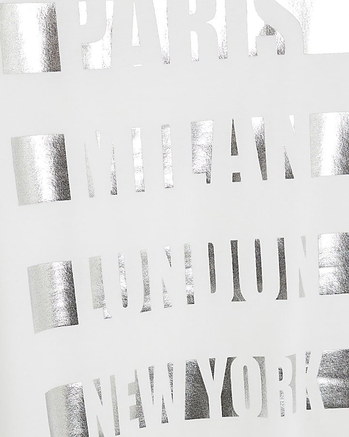 White Short Sleeve City Foil Text T-shirt
