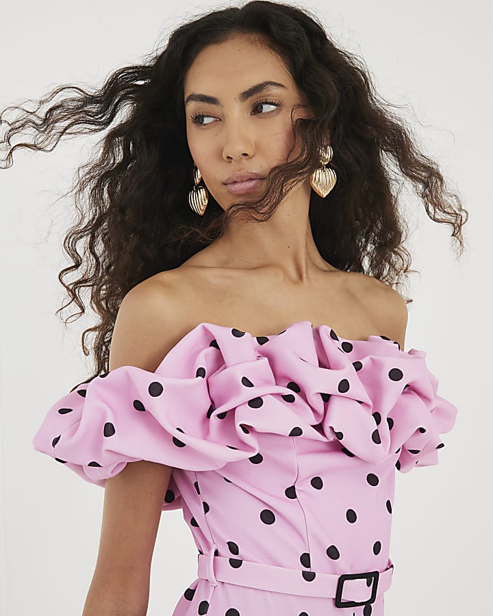 Pink Bardot Puffy Playsuit