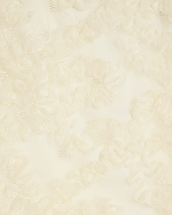Cream Sleeveless 3D Floral Mini Dress