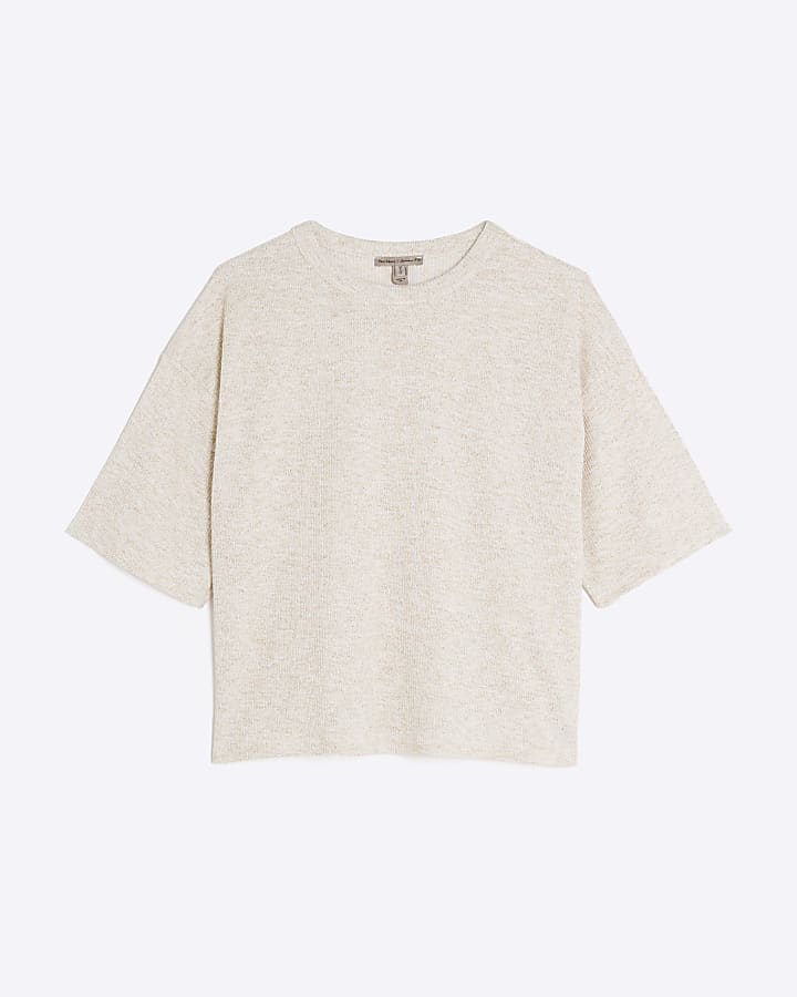 Cream Short Sleeve Oversized T-shirt