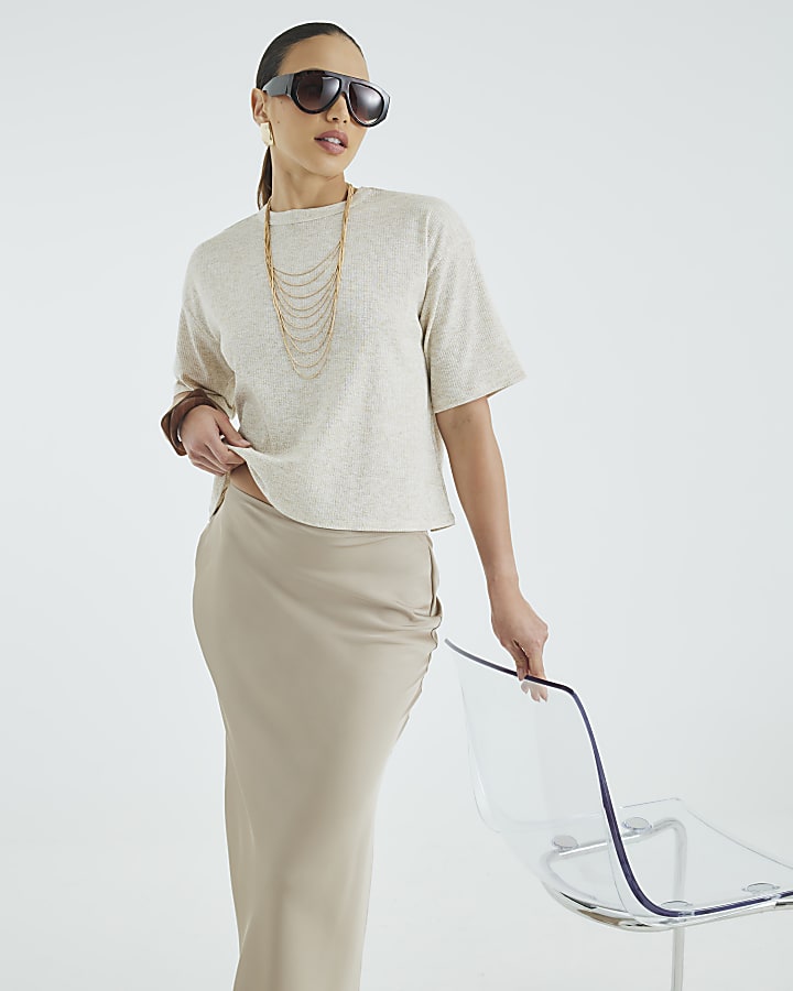 Cream Short Sleeve Oversized T-shirt