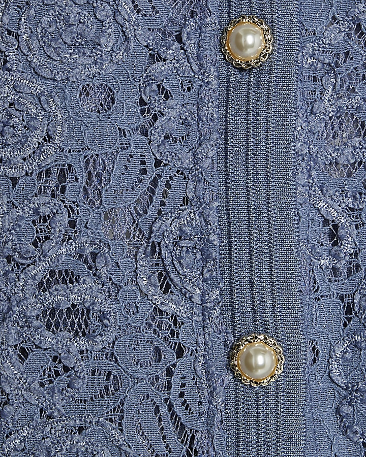 Blue Floral Lace Cardigan