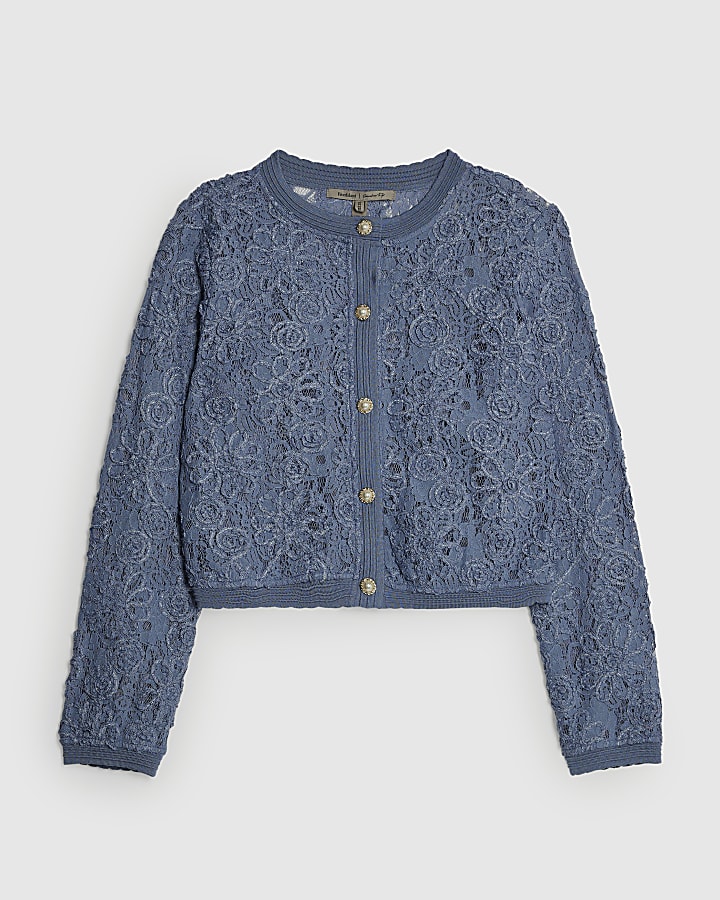 Blue Floral Lace Cardigan