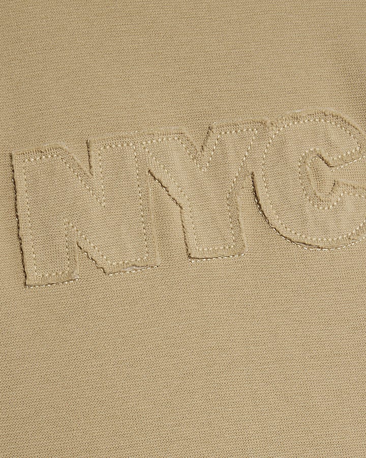 Beige NYC Applique Raw Edge Tank Top