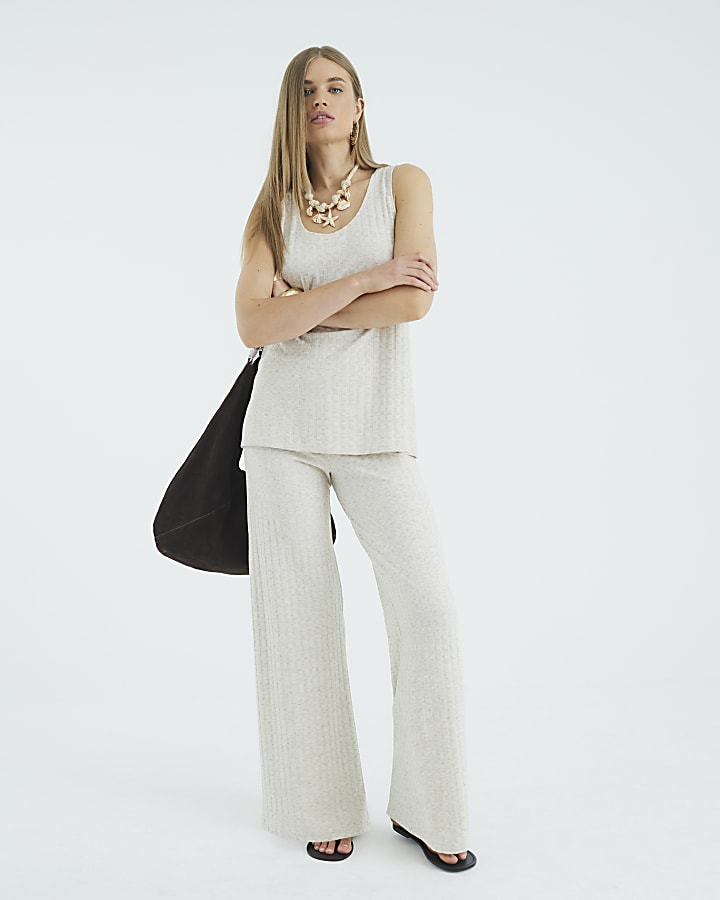 Cream Wide Leg Trousers