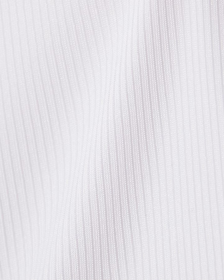 White Sleeveless Ring Detail Ribbed Tank Top