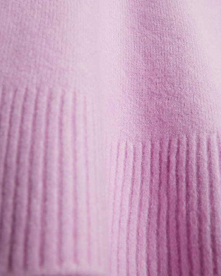 Pink Knitted Roll Neck Tank Top