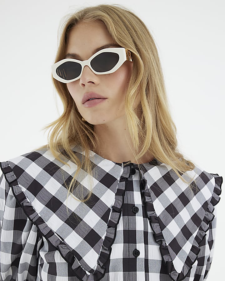 Black Gingham Short Sleeve Collared Shirt