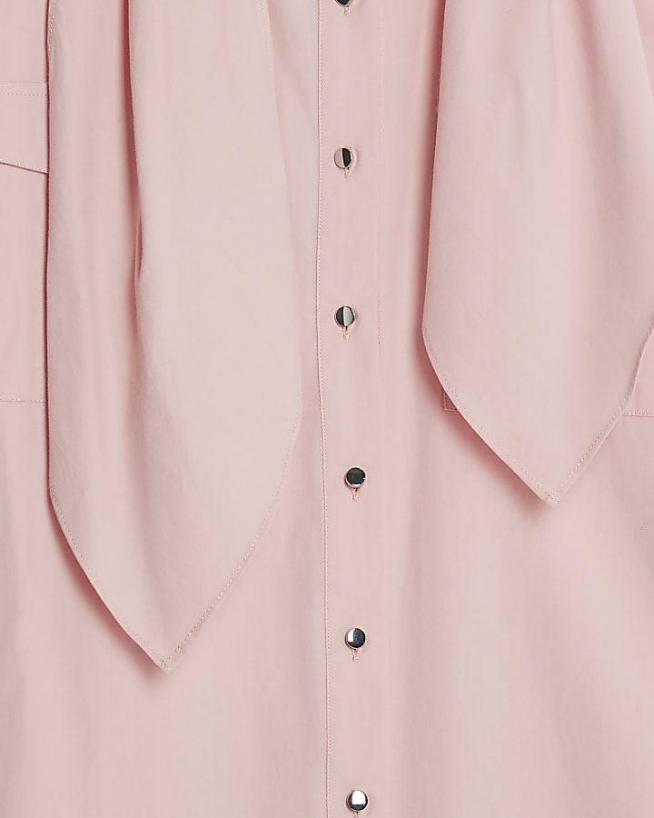 Pink poplin shirt with neck Tie