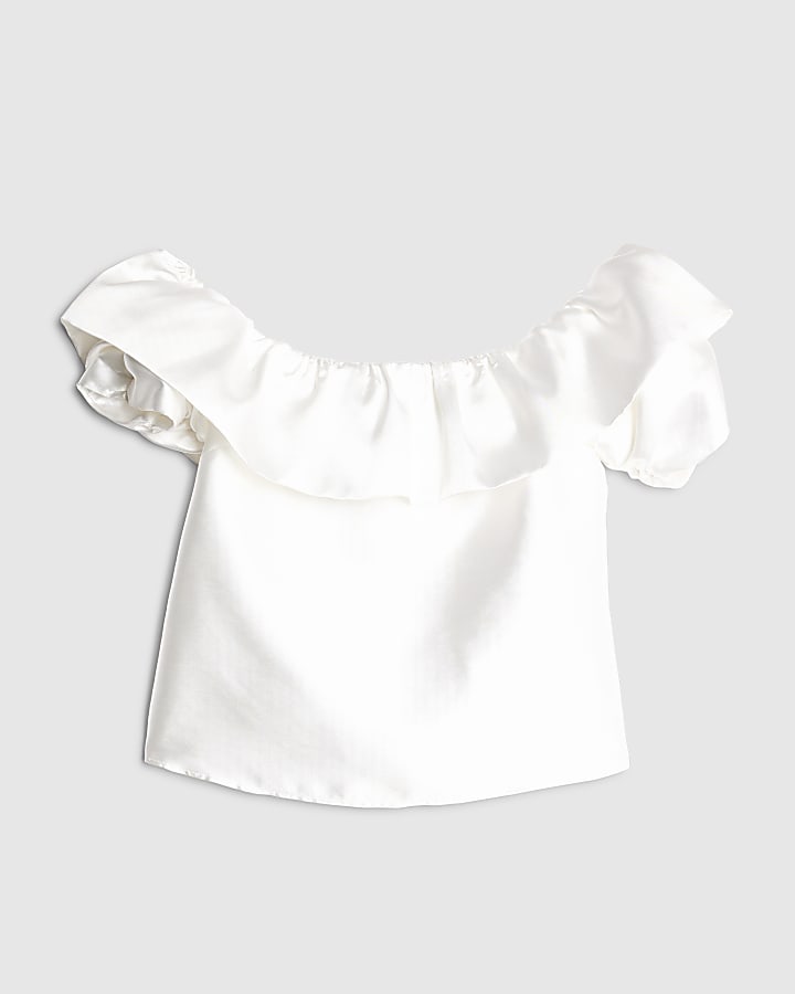 Cream Frill Detail Bardot Top