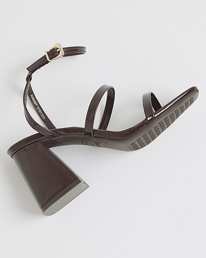 Brown Strappy Low Block Heel Sandals