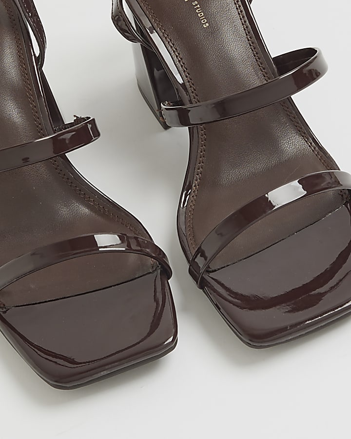 Brown Strappy Low Block Heel Sandals