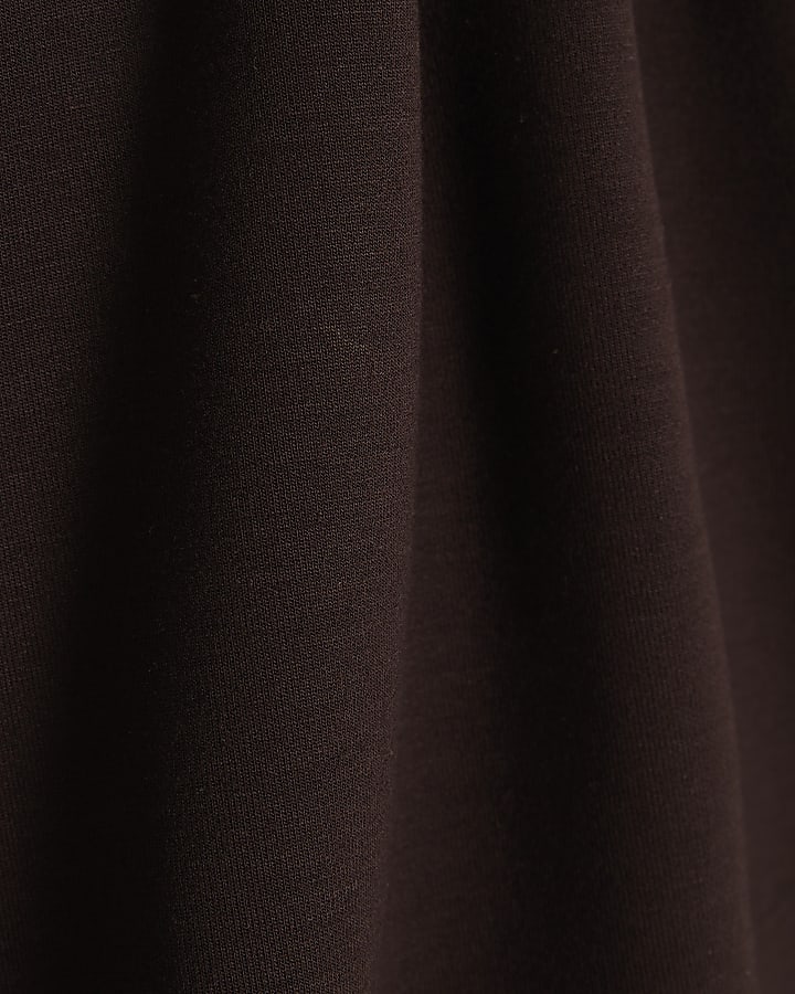 Brown Short Sleeve V-neck T-shirt