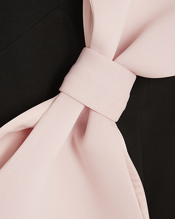 Black Sleeveless Bow Mini Dress