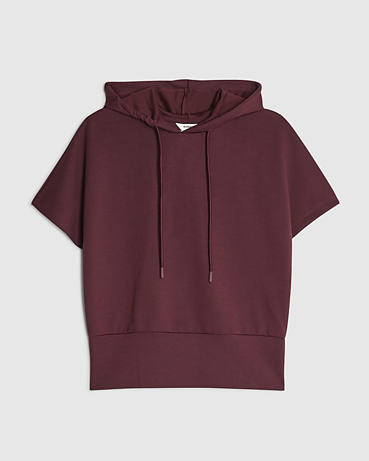 Red Premium Short Sleeve Hooded Top