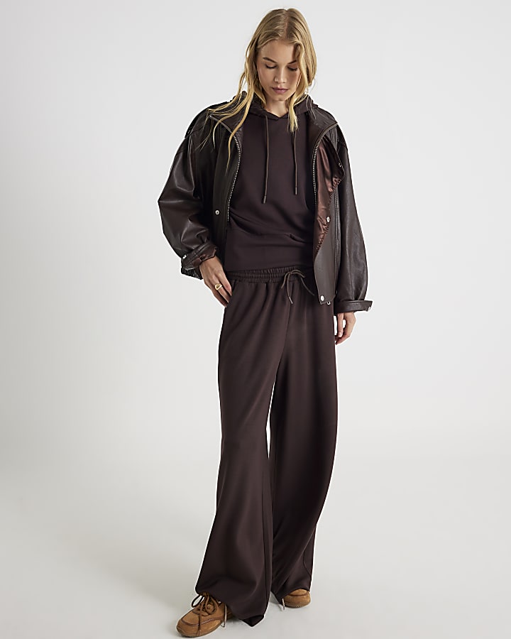 Brown Premium Short Sleeve Hooded Top