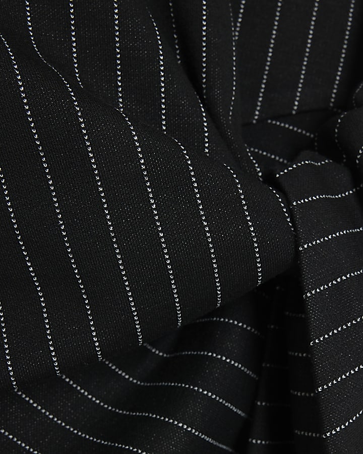 Black Pinstripe Tie Detail Top
