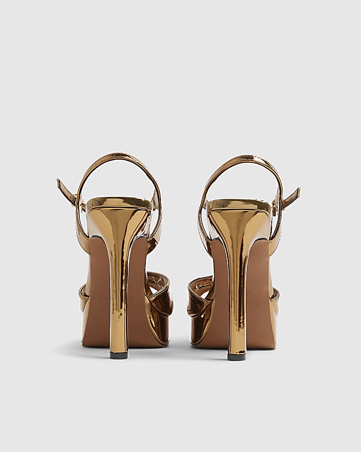 Bronze Platform Heeled Sandals