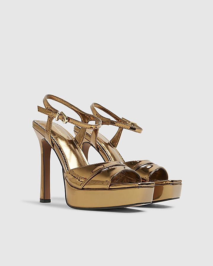 Bronze Platform Heeled Sandals