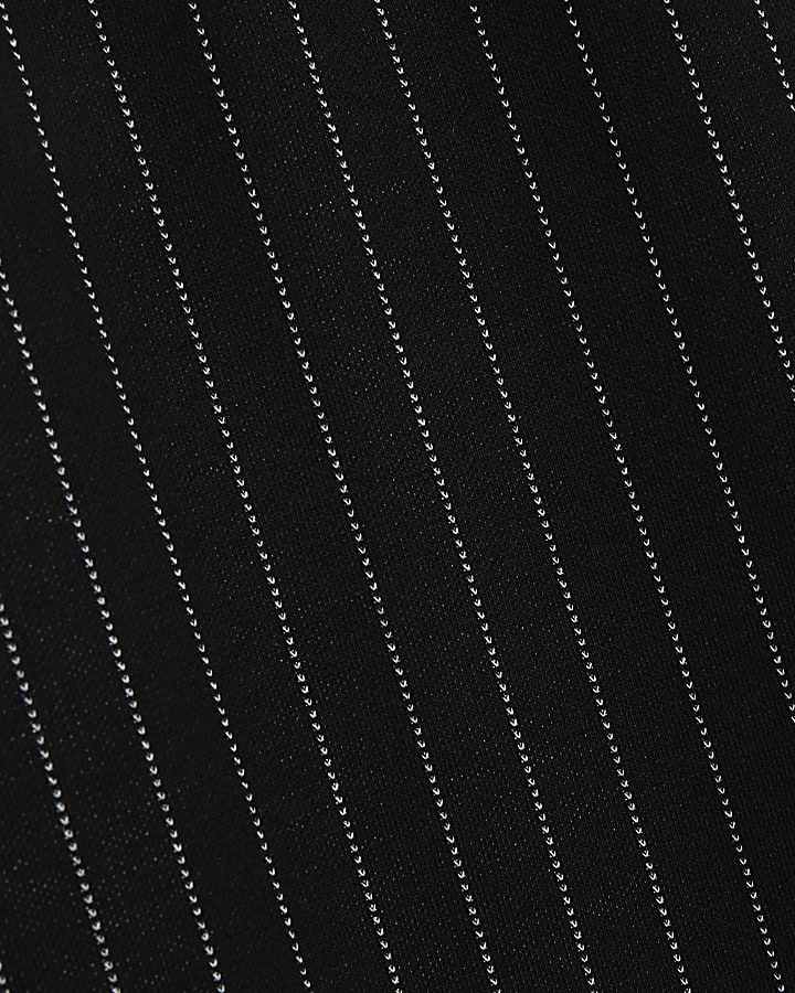 Black Drawstring Pinstripe Trousers