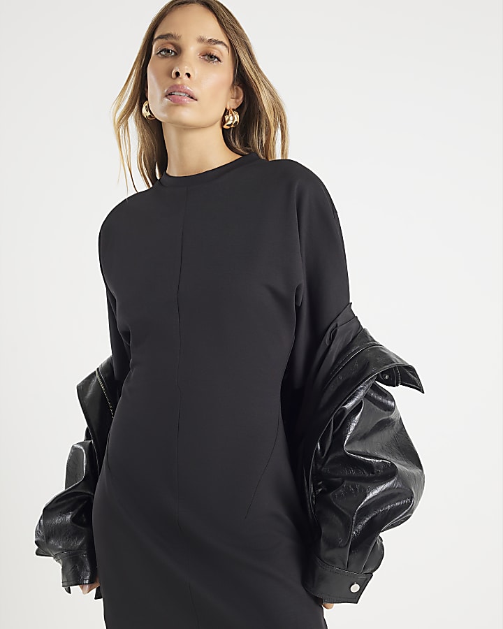 Black Short Sleeve Mini T-shirt Dress