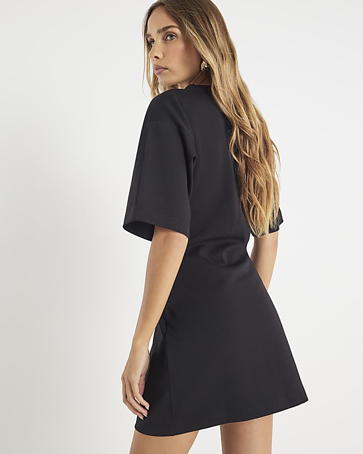 Black Short Sleeve Mini T-shirt Dress