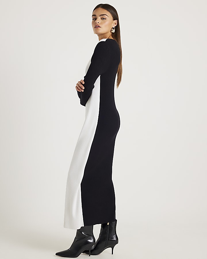 Black Monochrome Maxi Jumper Dress
