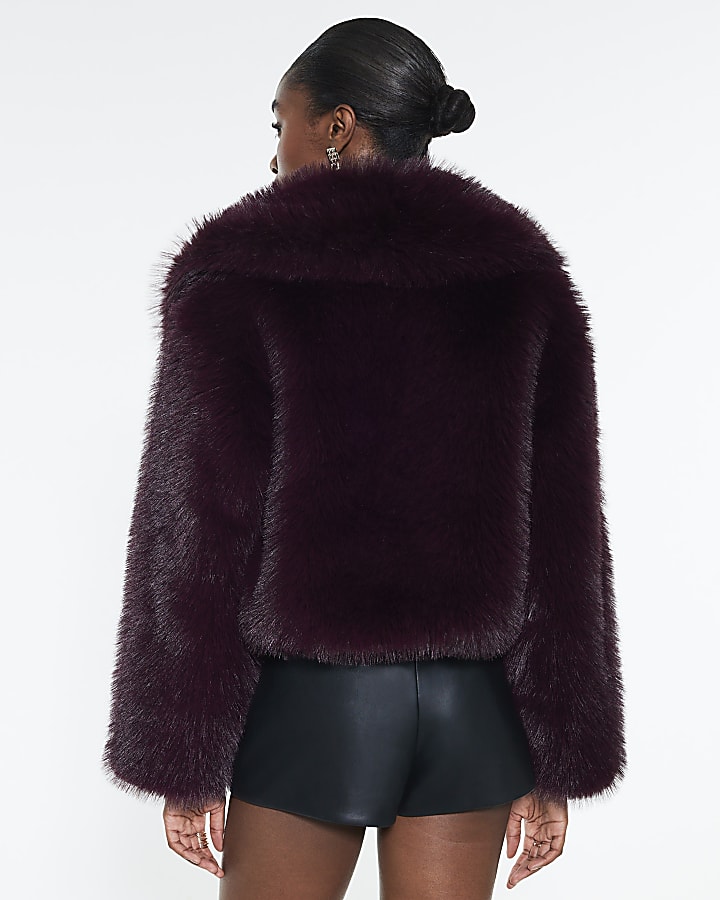 Red Faux Fur Collared Jacket