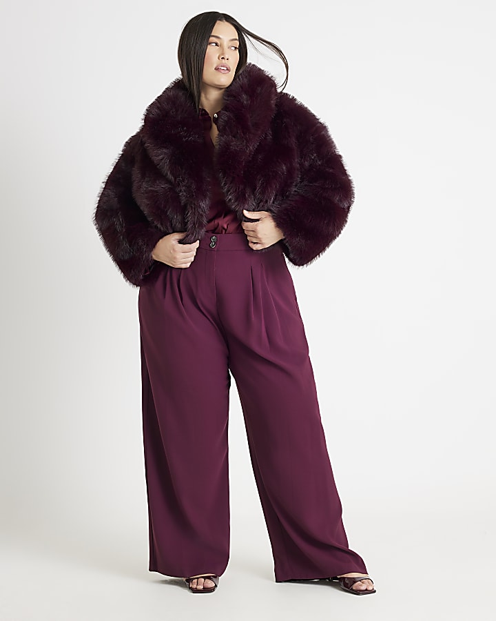 Red Faux Fur Collared Jacket