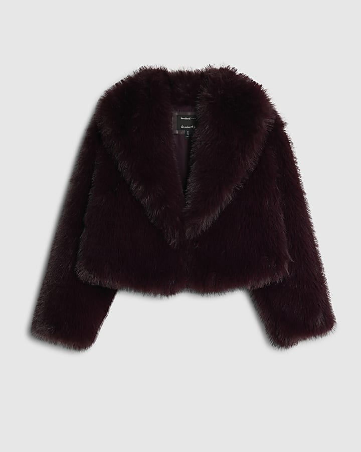 Red Faux Fur Collared Jacket
